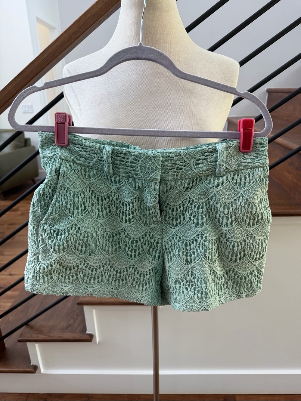 Loft Women’s Lace Overlay Shorts in Mint Green